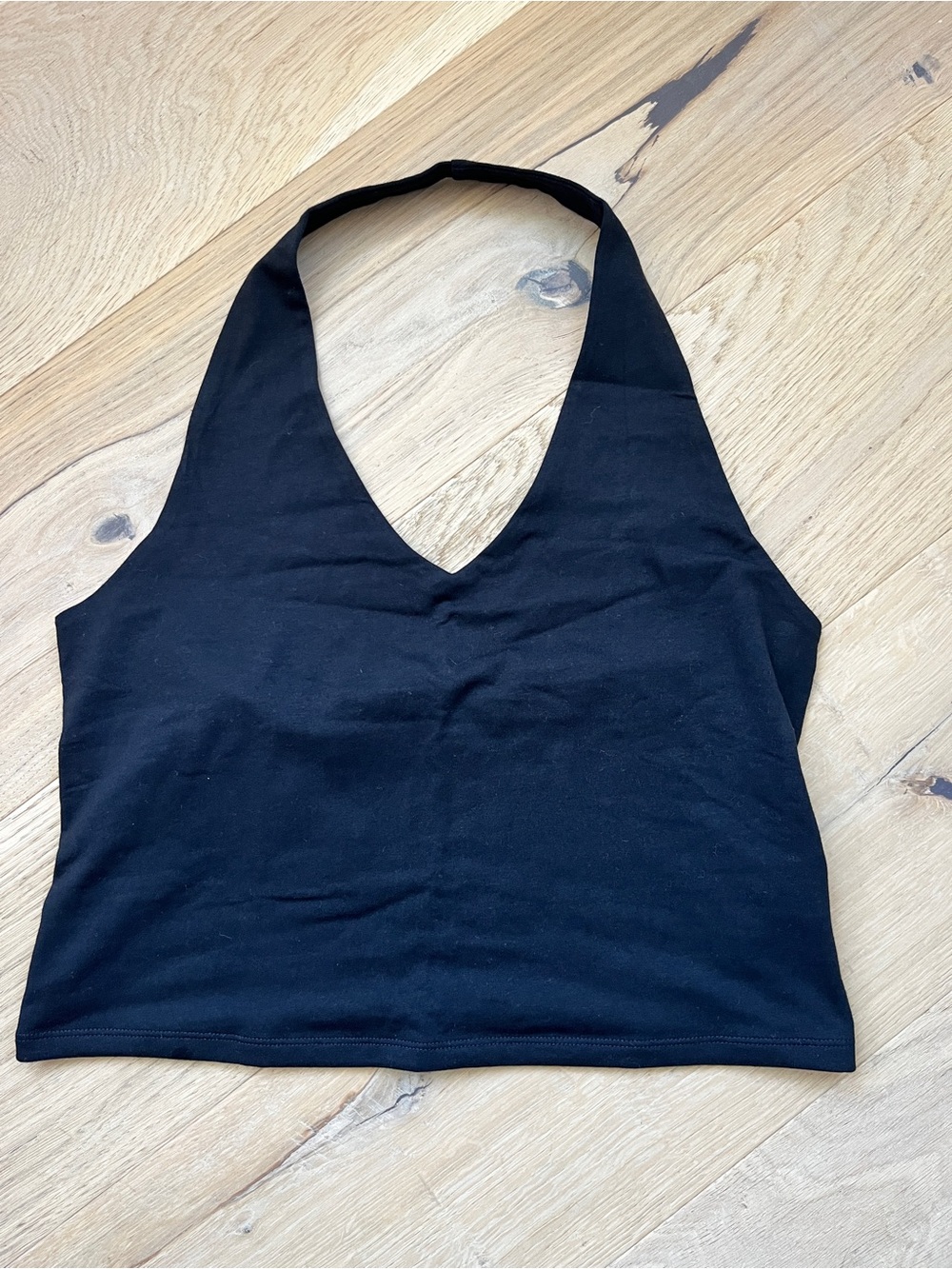 GAP Black Halter V-Neck Cropped Tank